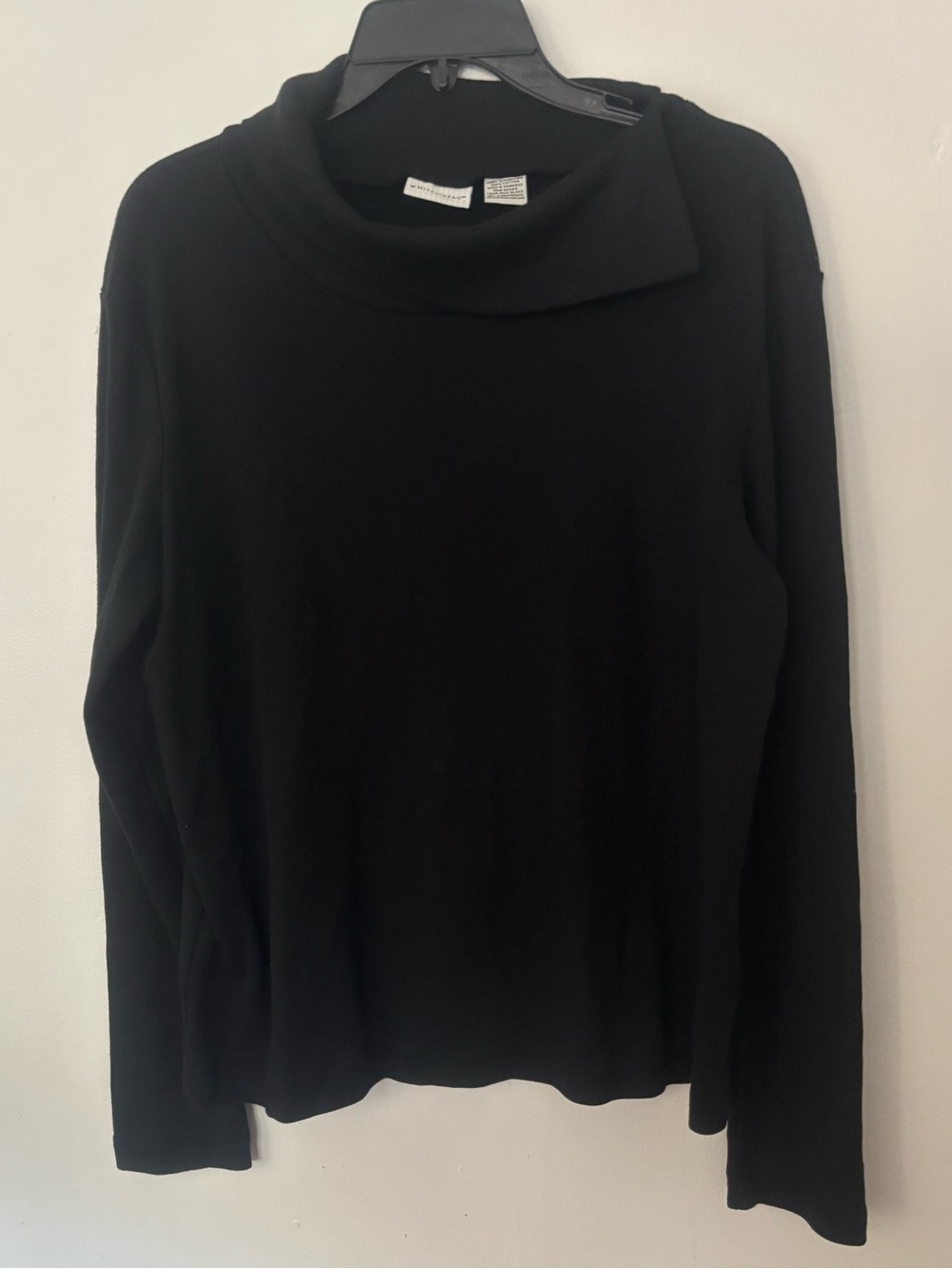 White Stag Women’s Black Cowl Neck Long Sleeve Top Size XL 100% Cotton